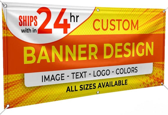 custom banner - Customized Vinyl Banner for Business, Graduation, Birthday Parties, Indoor Outdoor Use - Full Color 13oz Vinyl Banner