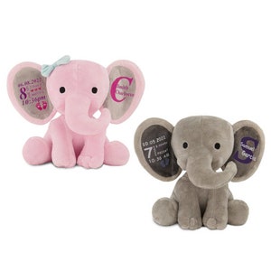personalized elephant, stuffed animal gift, baby shower gift newborn baby elephant gift, custom elephant baby gift, welcome home baby