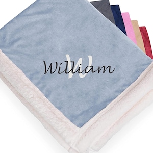 Personalized Sherpa Throw Blankets - 50&quot;x60&quot; Reversible Micro Mink and Faux Lambs wool Sherpa Winter Blanket - Super Soft and Cozy