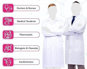 Personalized Lab Coat for Men - Professional Doctor Coats - Custom White Lab Coats for Doctors, Students & Scientists