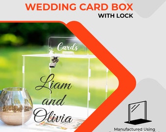 Custom Wedding Card Box with Lock Clear Acrylic Card Box Wedding Anniversary Reception Money Box Gift Baby bridal shower Parties Birthday