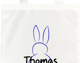 Personalized White Canvas Tote Bag for Easter - Bunny-Themed Large Easter Bags with Handles - Reusable Bags for Shopping, Grocery & Travel