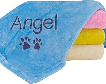 Personalized with Embroidered custom Name Comfortable Cozy Dog Blanket, Bed Car Water Resistant Pet Fleece Blankets for Dogs and Cats