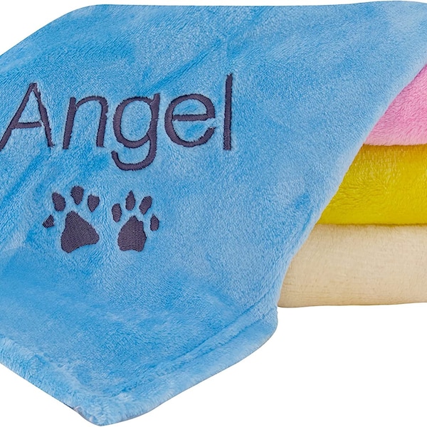 Personalized with Embroidered custom Name Comfortable Cozy Dog Blanket, Bed Car Water Resistant Pet Fleece Blankets for Dogs and Cats