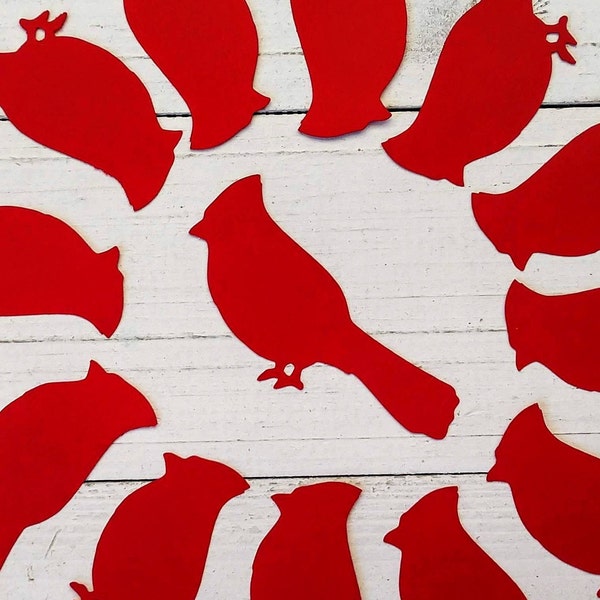 50 Red Cardinal Die Cuts, Cardinal Cutouts for Confetti, Memorial Decor, Bulletin Boards, Scrapbooking, Card Making, and Craft Projects