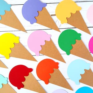 Colorful Ice Cream Cone Die Cuts: Party Decor, Craft Projects, Bulletin Boards