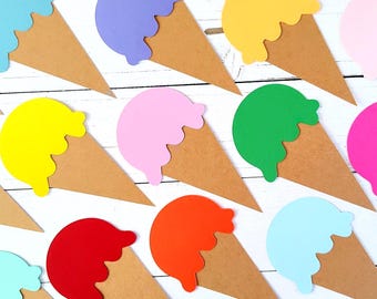 Colorful Ice Cream Cone Die Cuts: Party Decor, Craft Projects, Bulletin Boards