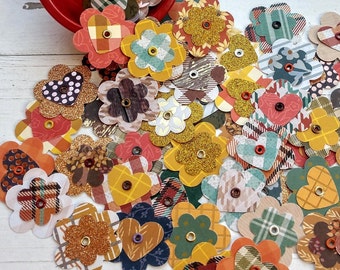 Fall Flower Embellishments: Junk Journal & Scrapbooking Accessories, Craft Projects, Set of 12