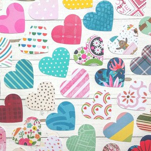 Patterned Heart Cutouts: Craft Projects, Card Making, Table Scatter, Junk Journal   Scrapbook Die Cuts, Set of 30