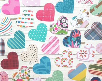 Patterned Heart Die Cuts: Craft Project & Decor, Table Scatter, Card Making, Scrapbooking, Set of 30