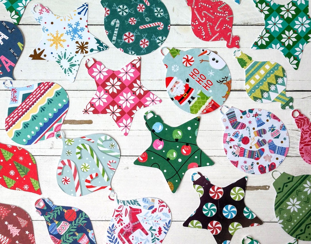 10 Christmas Ornament Die Cuts, Holiday Ornament Cutouts for Banners