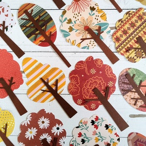Fall Tree Die Cuts: Autumn Scrapbooking Embellishments, Set of 16