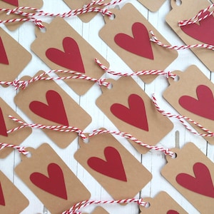 Rustic Kraft Heart Gift Tags: Valentine's Day Favor Tags, Set of 10