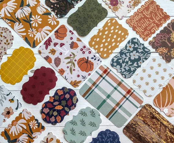 Fall Journal Cards: Autumn Junk Journal & Scrapbook Accessories, Craft Projects and Card Making, Set of 24