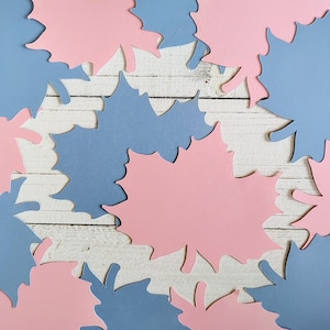 Gender Reveal Leaf Die Cuts, Boy & Girl Leave Cutouts for Baby Shower, Set of 20