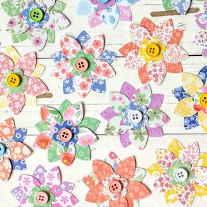 Shabby Chic Flower Embellishments, Junk Journal, Journal Accessories, Flower Die Cut, Card Making, Scrapbooking, Craft Projects, Set of 10