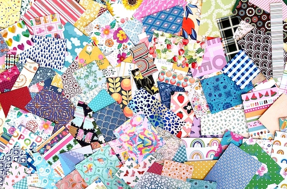 DESTASH - 200 Piece Cardstock/Scrapbook Scrap Stash, Decorative Paper for Junk Journals, Crafts & Card Making