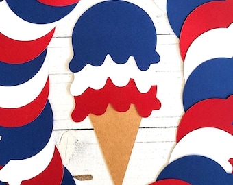 Patriotic Ice Cream Cone Die Cuts: 4th of July Craft Projects & Party Decor