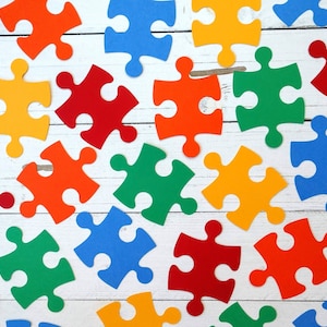30 Puzzle Piece Die Cuts, Cutouts, Decor, Banner, Scrapbook, Bulletin Board, Table Scatter, Journal, Craft Projects, Gift Tags, Set of 30