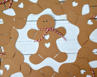 10 Gingerbread Boy Die Cuts, Cutouts for Holiday Banners, Bulletin Boards, Confetti, Card Making, Scrapbooking, Craft Projects, Set of 10