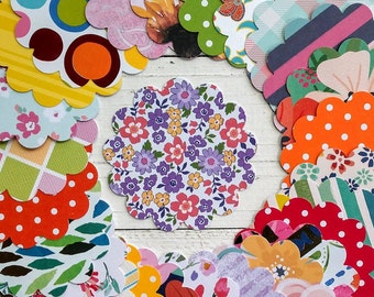 30 Scalloped Circle Die Cuts, Flower Die Cut, Flower Punch, Flower Confetti, Flower Table Scatter, Flower Scrapbooking, Flower Card Making