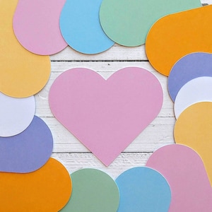 3&quot; Pastel Heart Die Cuts, DYI Conversations Heart Cutouts for Banners, Bulletin Boards, Journal, Scrapbook, Cards, Craft Projects, Set of 14