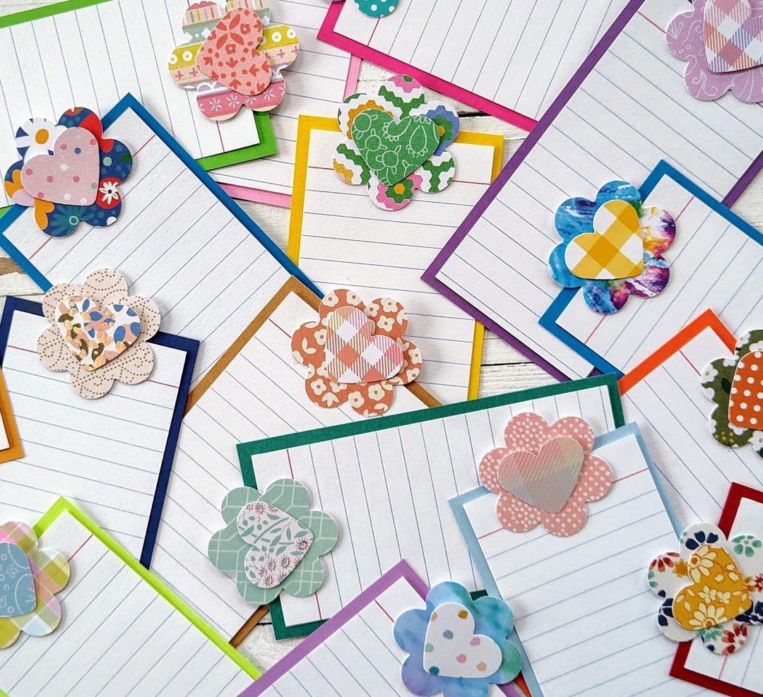 10 Journal Cards With Flower Embellishment for Junk Journaling