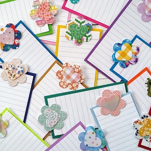 10 Journal Cards with Flower Embellishment, Junk Journal, Journal Accessories, Flower Die Cut, Card Making, Scrapbooking, Craft Projects