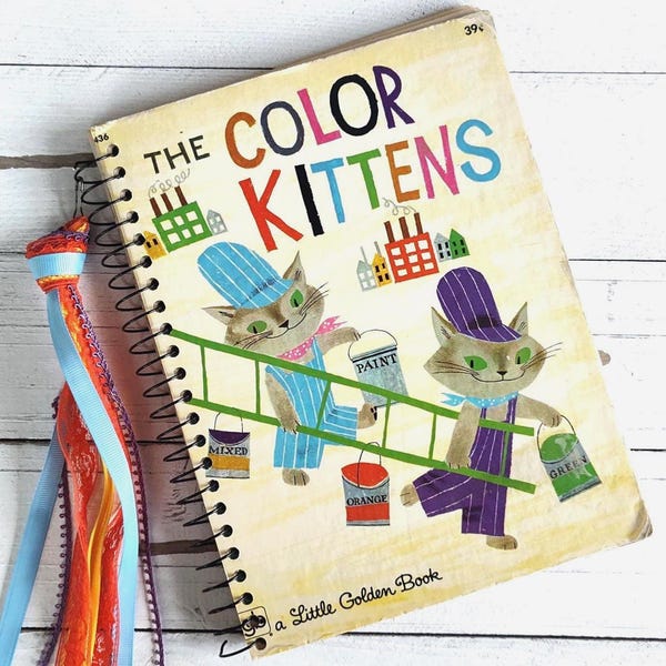 Vintage The Color Kittens Little Golden Book Junk Journal: Upcycled Notebook with Ephemera Kit
