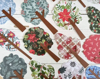Christmas Tree Die Cuts: Holiday Cardstock Decorations for Craft Projects & Scrapbooks, Set of 16