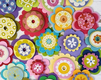 Colorful Chipboard Flower Embellishments, Junk Journal, Journal Accessories, Card Making, Scrapbooking, Craft Projects, Set of 20