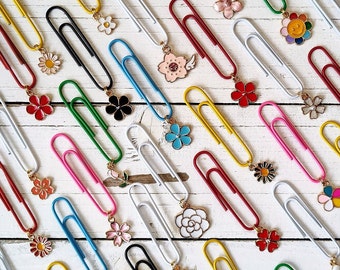 Flower Charm Paperclips: Junk Journal Planner Embellishments, Set of 6