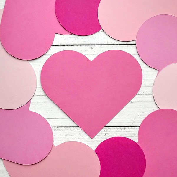 50 3" Shades of Pink Heart Die Cuts, Heart Cutouts for Banners, Bulletin Boards, Journal, Scrapbook, Card Making, Craft Project