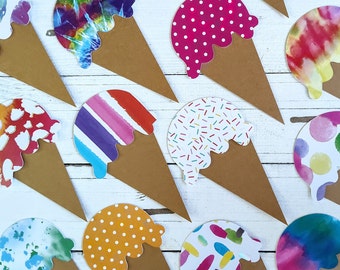 Ice Cream Cone Die Cuts for Banners, Bulletin Boards, Table Decor, Scrapbooking, Card Making, Craft Projects