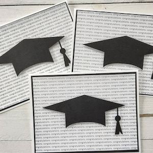 Graduation Card Set: Dimensional Cap Design, 3 Cards with Envelopes