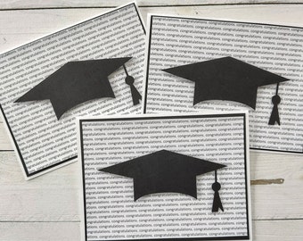 3 Graduation Congratulations Cards with Envelope, Dimensional Congratulations Card, Graduation Cap Congratulations Card, Set of 3