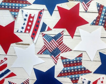 30 Patriotic Star Die Cuts, Cutouts, Decor, Banner, Scrapbook, Bulletin Board, Table Scatter, Journal, Craft Projects,Set of 30