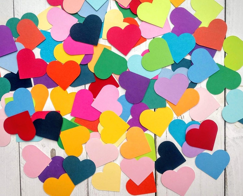 Colorful Heart Confetti, Heart Table Scatter, Heart Punches, Heart Die Cuts, Confetti, Table Scatter, Table Confetti, Table Decor, Set of 50 image 2
