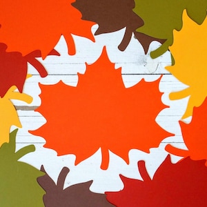 10 Large Fall Colored Leaf Die Cuts 6&quot;, Autumn Leaves Cutouts for Banners, Bulletin Boards, Table Decor, Scrapbooking, Card Making, Crafts
