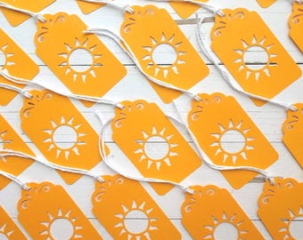 Etiquetas de regalo de verano: Etiquetas de regalo de verano, Fiesta divertida bajo el sol, Regalos de cumpleaños, Recuerdos de fiesta, Bolsas de dulces, Juego de 10