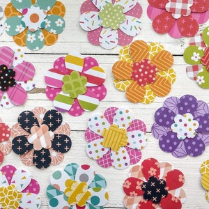 20 Colorful Flower Embellishments, Junk Journal, Journal Accessories, Flower Die Cut, Card Making, Scrapbooking, Craft Projects