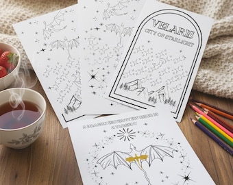 Romantasy Coloring Book Bundle | 41 Pages Inspired by The Empyrean Series & ACOTAR | Digital Bookish Coloring Sheets | City of Starlight