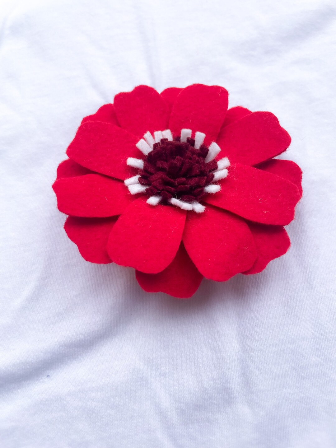 Red Felt Flower Clip Handmade Hair Flower Big Christmas Etsy