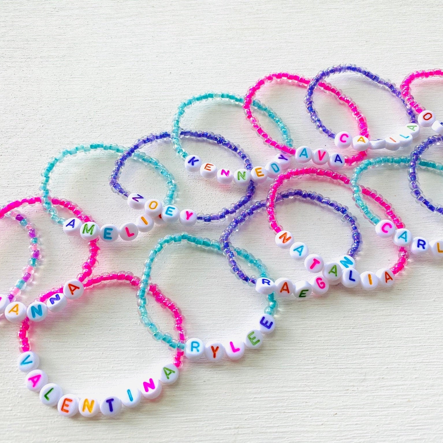 Girls Customizable Seed Bead Name Bracelet Etsy