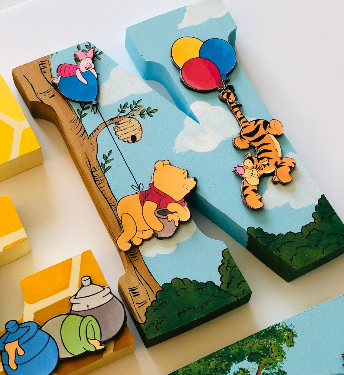 Winnie the Pooh Custom Wood letters nursery decoration Etsy