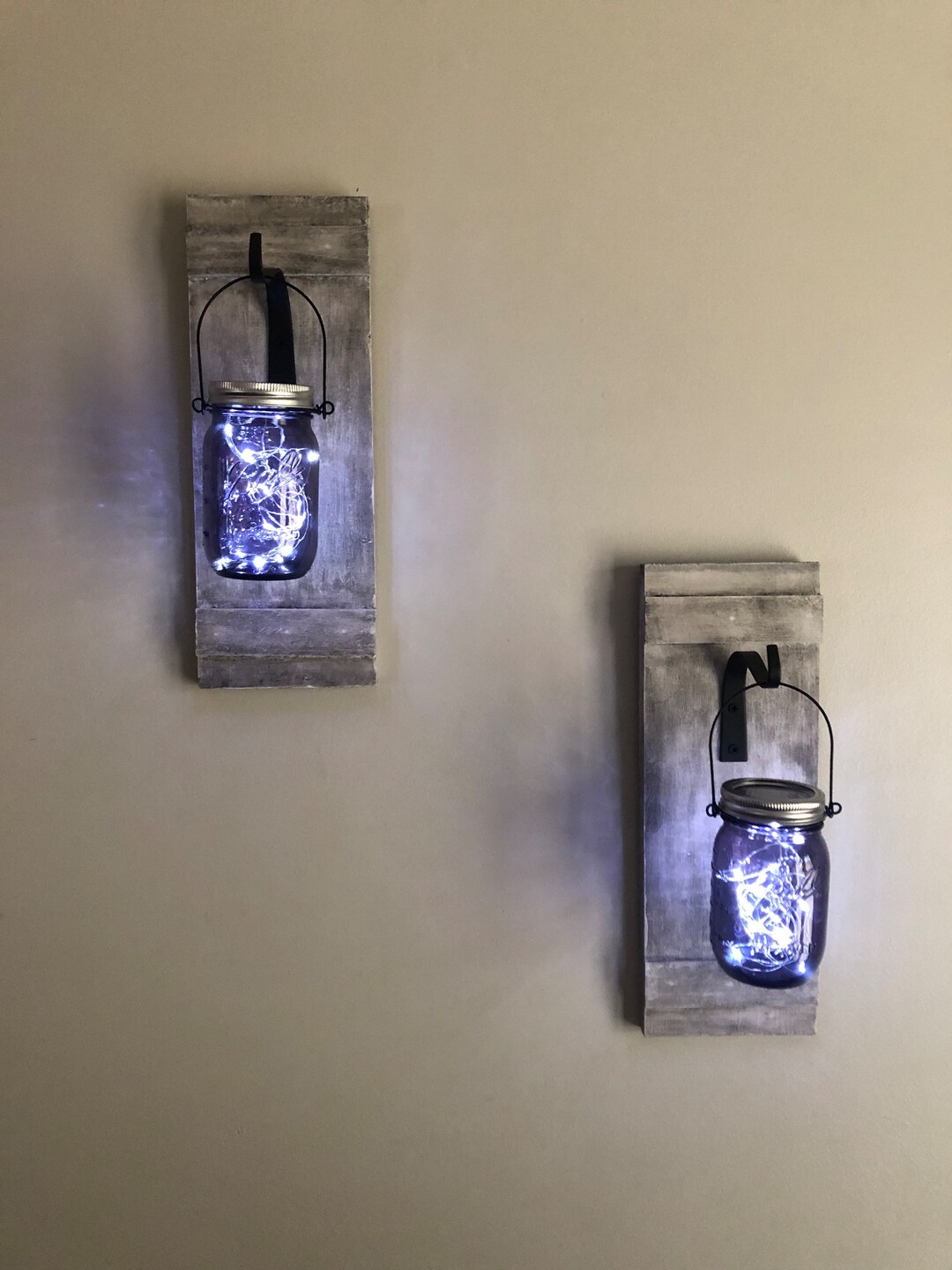 Mason Jar Sconce Set of Two Farmhouse Wall Decor Rustic Sconce Wall