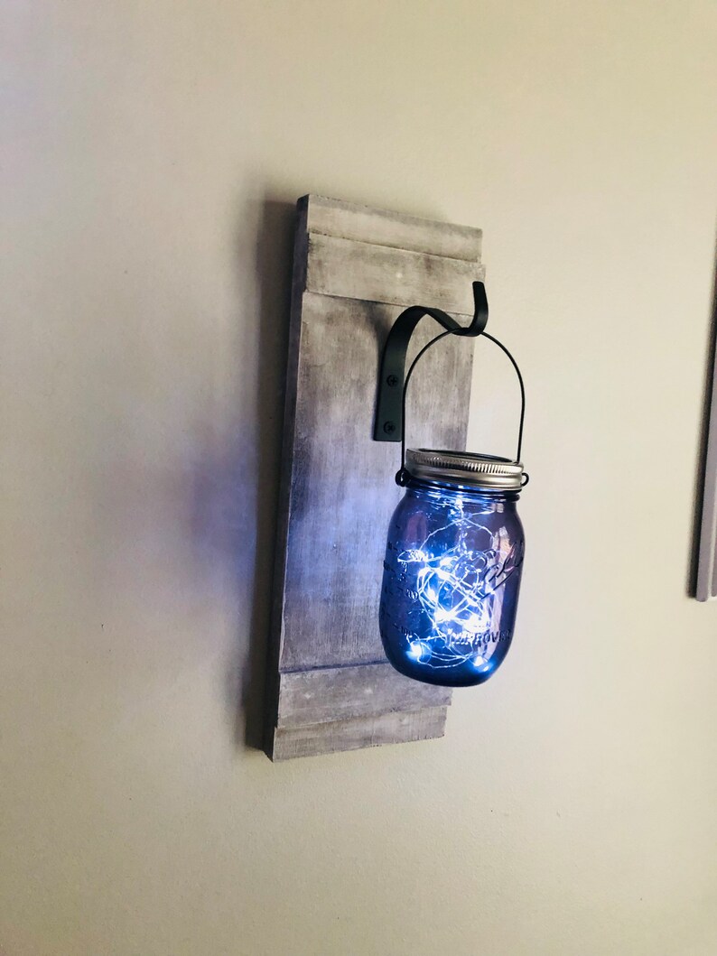 Mason Jar Sconce Set of Two Farmhouse Wall Decor Rustic Sconce Wall