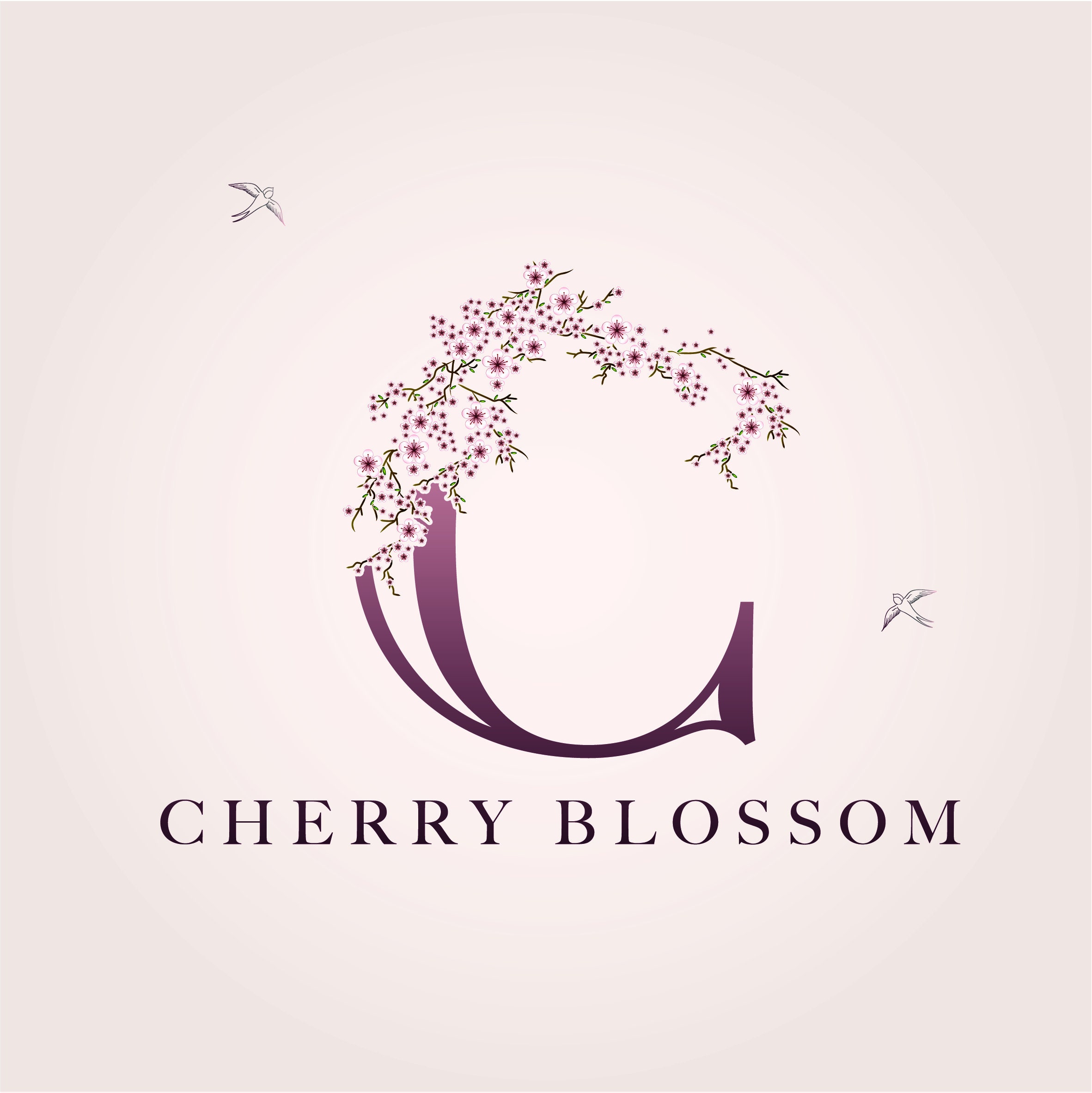 Cherry Blossom Pink Floral Logo Bespoke Logo Template Design Etsy Uk