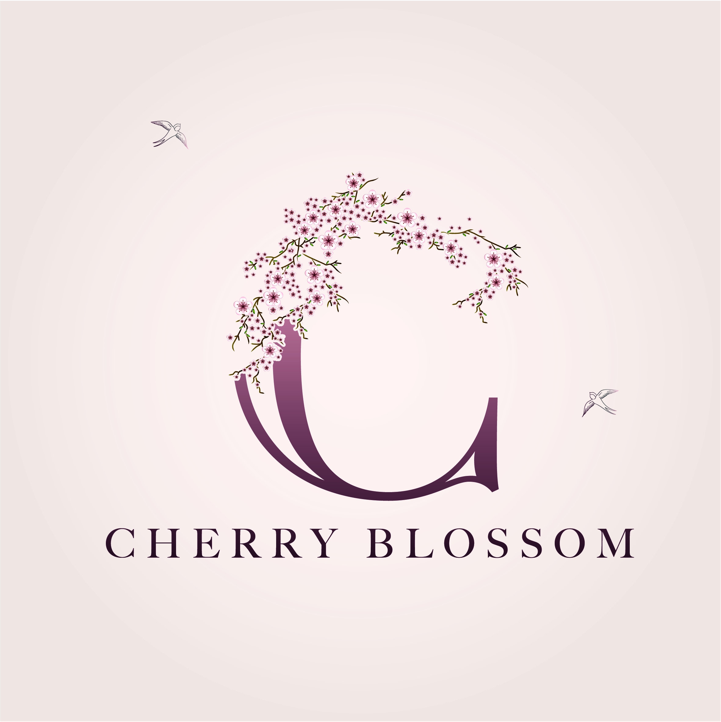 Cherry Blossom Pink Floral Logo Bespoke Logo Template Design
