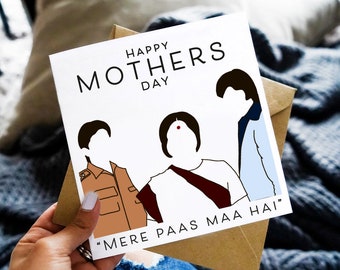 Deewar... Mere Paas Maa Hai. Mother's Day Collection: Illustration Card, Greeting Card, Desi Music Card, Bollywood Card, Mothers Day Card